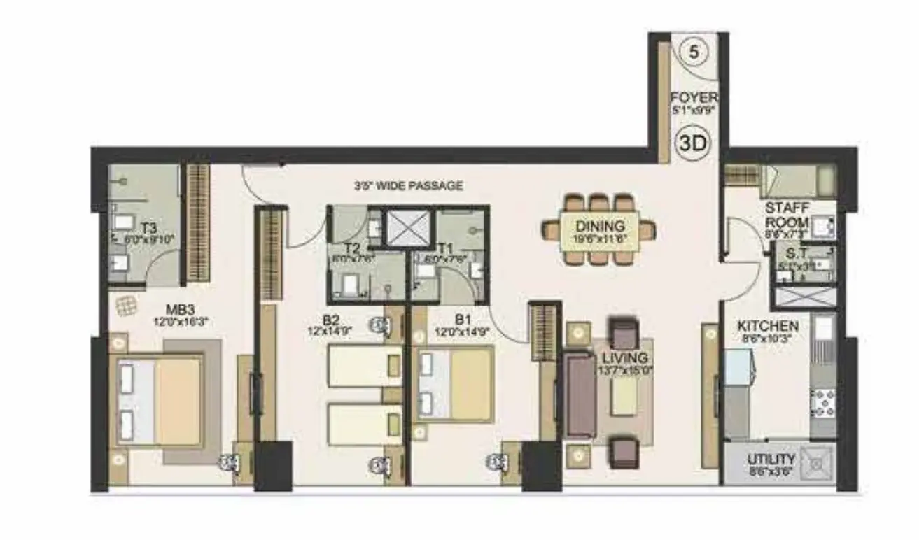 3 BHK — Tower Two